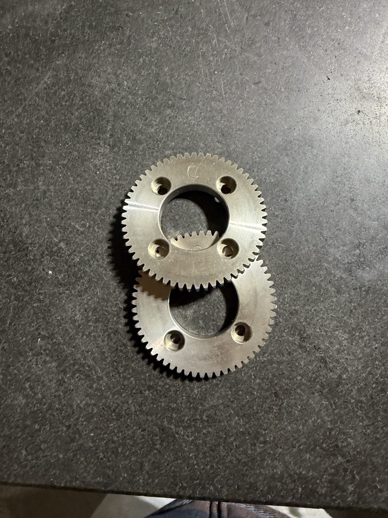 Stacked spur gears